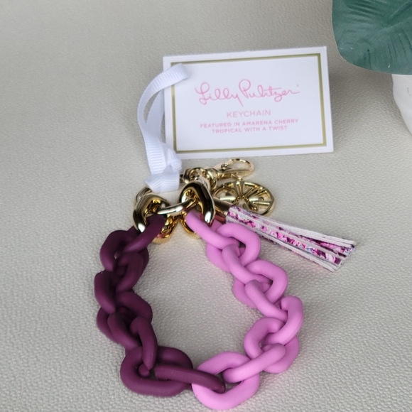 Lilly Pulitzer Accessories - Lilly Pulitzer Purple-to-Pink Ombre Chain Keyring Bracelet- Amarena Cherry